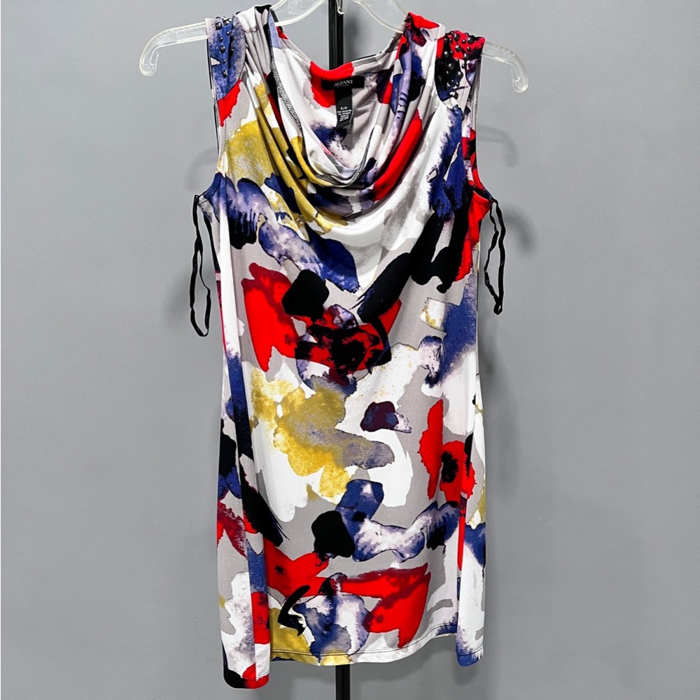 Alfani Petite PP Silk Stretch Studded Dress Tie-dye